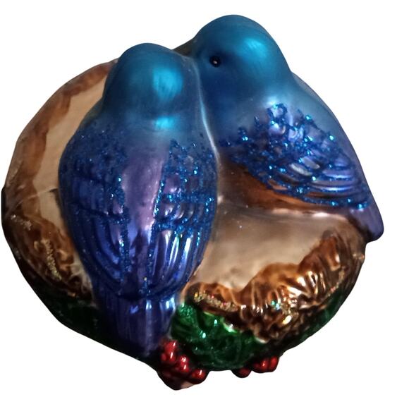 Old World Christmas OWC Bluebirds Nest Holly Christmas Ornament Clip-on - Picture 5 of 10